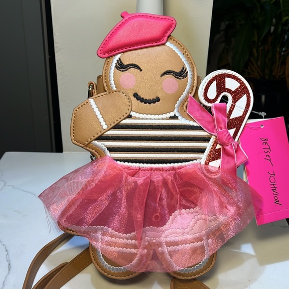 Betsey Johnson Gingerbread XO CAN CAN Girl Crossbody Bag Christmas Multi NWT - Picture 3 of 14